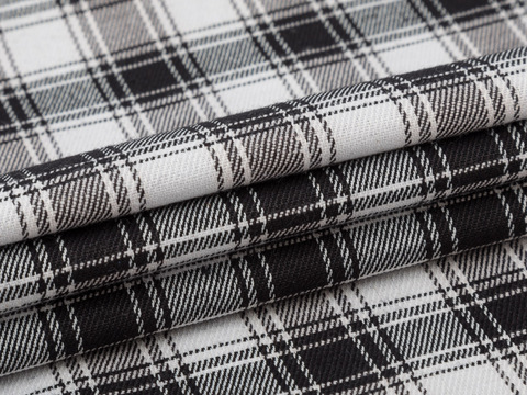 Ткань в чёрно-белую клетку из полиэстера и хлопка