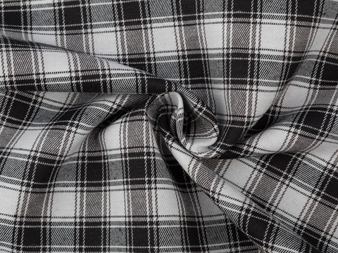 Ткань в чёрно-белую клетку из полиэстера и хлопка
