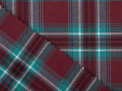 Фланель ХУНГАМА из поликоттона - бордовый-зеленый