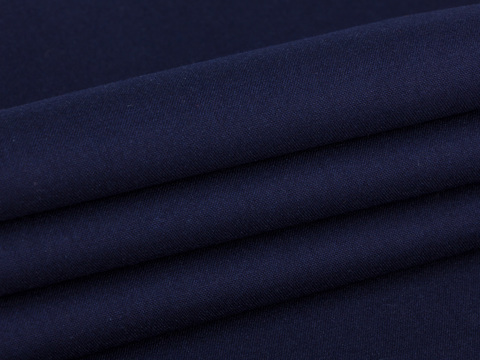 Тёмно-синяя однотонная ткань из полиэстера вискозы и лайкры