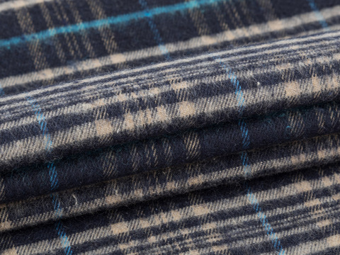 Фланель ХУНГАМА из поликоттона - синий-бежевый