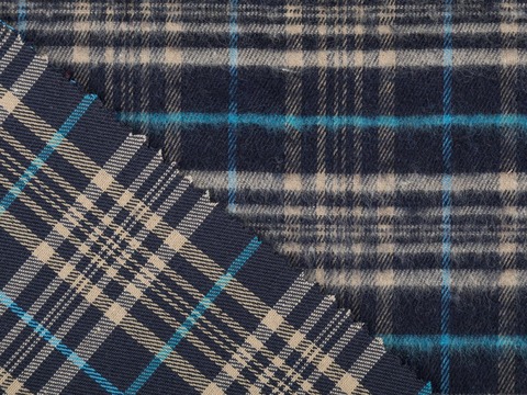 Фланель ХУНГАМА из поликоттона - синий-бежевый