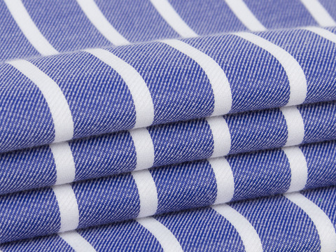 Твил двухсторонний в полоску - синий-голубой
