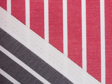 Твил двухсторонний в полоску - черный-красный