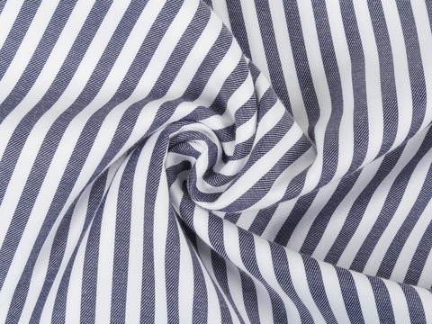 Двусторонняя ткань с черной и синей сторонами в белую полоску из полиэстера и хлопка