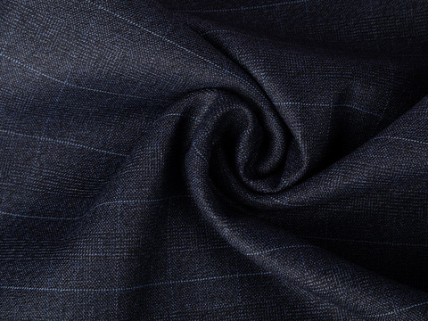 Сине-серый твид в голубую клетку из полиэстера вискозы и лайкры