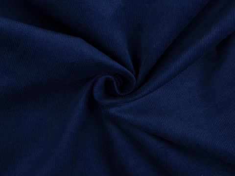 Однотонный вельвет насыщенного синего цвета из хлопка и лайкры