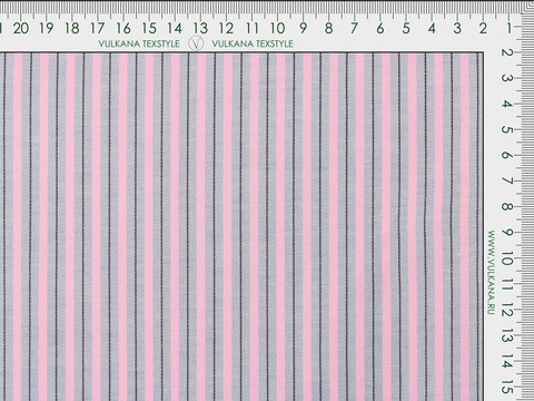 Ткань в узкую серо-розовую полоску из полиэстера хлопка и лайкры