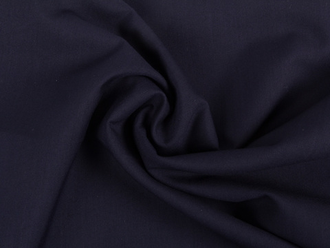 Однотонный тёмно-синий поплин из полиэстера и вискозы