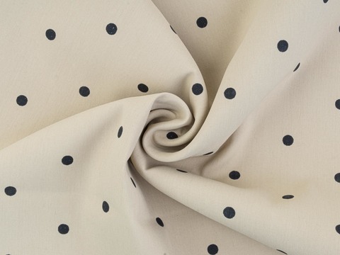 Поплин принт горошек МАСТЕР ПОЛЬКА из полиэстера - бежевый