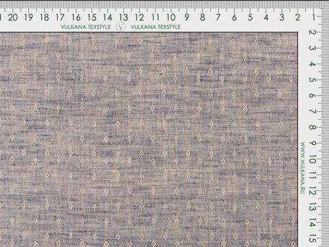 Ткань добби мягкого бежево-синего цвета из полиэстера и хлопка