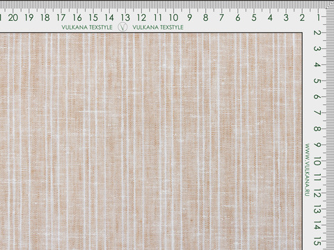 Светло-бежевая ткань в белую полоску из хлопка и полиэстера