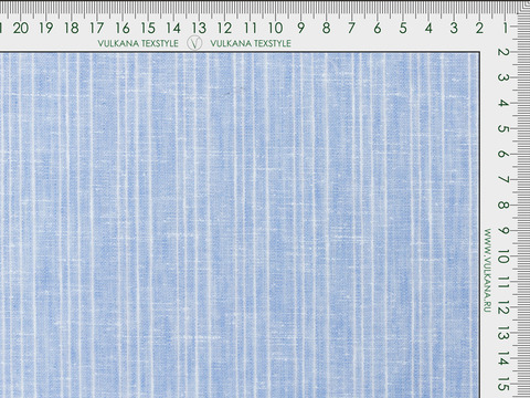 Голубая ткань в белую полоску из хлопка и полиэстера