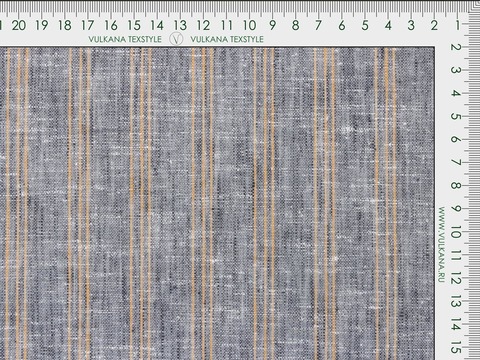 Серая ткань в узкую оранжевую полоску из хлопка и полиэстера