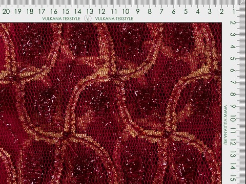 Кружевной гипюр ГОЛД из полиэстера - красный