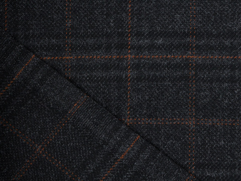 Серо-чёрный твид в крупную коричневую клетку из полиэстера и вискозы