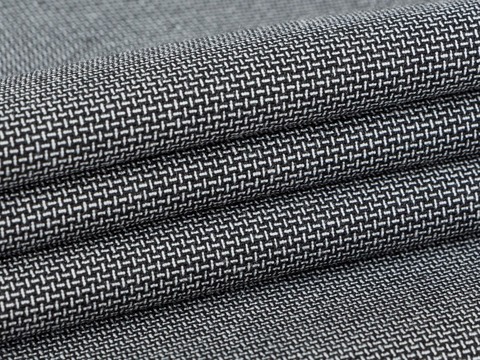 Чёрно-белая ткань с рельефным орнаментом из полиэстера вискозы и лайкры