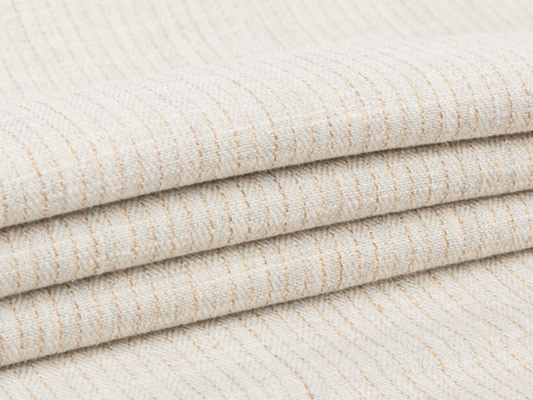 Светло-бежевая ткань в полоску из полиэстера и хлопка