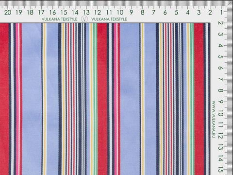 Сатин стрейч в полоску РАЛЬФ из поликоттона - голубой-мульти