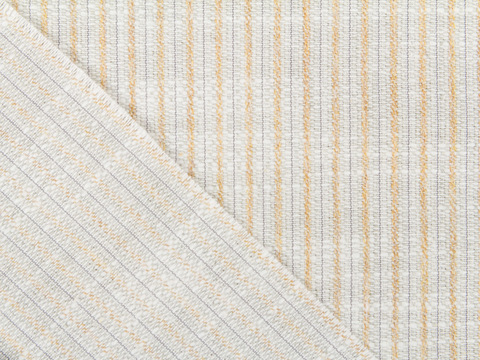 Бежевая ткань в тонкую серую полоску из полиэстера и хлопка