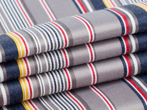 Сатин стрейч в полоску РАЛЬФ из поликоттона - серый-мульти