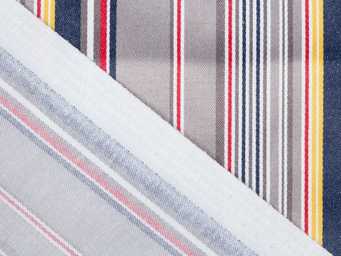 Сатин стрейч в полоску РАЛЬФ из поликоттона - серый-мульти