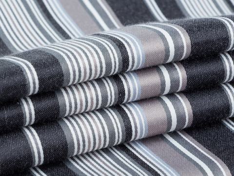 Сатин стрейч в полоску РАЛЬФ из поликоттона - серебряный-серый