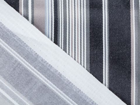 Сатин стрейч в полоску РАЛЬФ из поликоттона - серебряный-серый