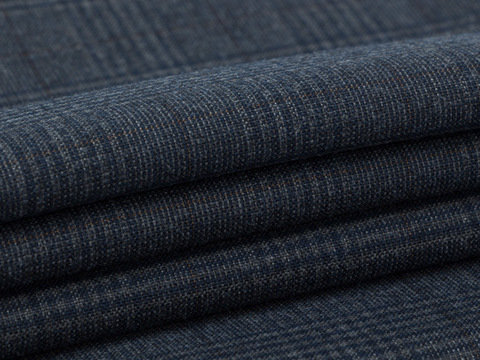 Серо-синяя ткань в клетку гленчек из полиэстера и вискозы