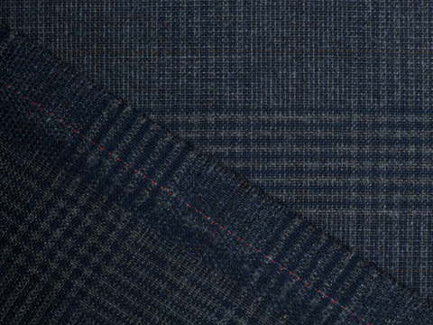 Серо-синяя ткань в клетку гленчек из полиэстера и вискозы