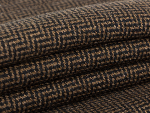 Костюмный твид ЛАЙН из поливискозы - черный-коричневый