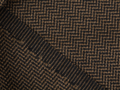 Костюмный твид ЛАЙН из поливискозы - черный-коричневый