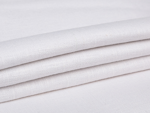Плотная белая ткань под лён из полиэстера и хлопка