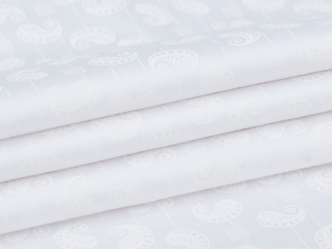 Белая ткань пейсли с цветочным узором хлопок