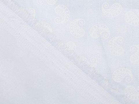 Белая ткань пейсли с цветочным узором хлопок