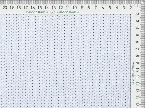 Белая ткань в мелкий синий горох полиэстер с вискозой