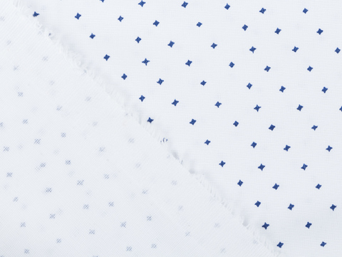 Белая ткань с синими звездами хлопок с полиэстером