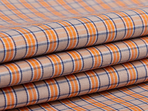 Поплин клетка СУПЕР ДЖОЛЛИ из поливискозы - оранжевый