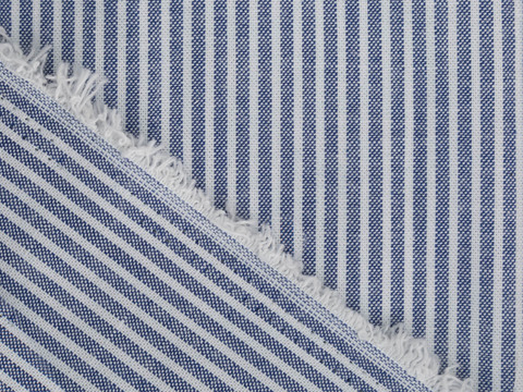 Полоска мелкая Оксфорд СТРЕЙЧ из поликоттона - голубой деним