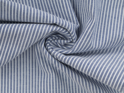 Полоска мелкая Оксфорд СТРЕЙЧ из поликоттона - голубой деним