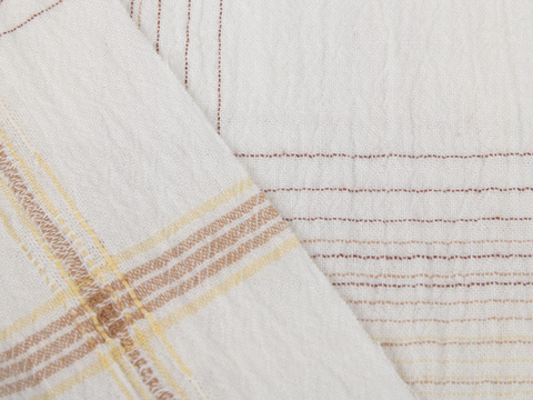 Жатая клетка ДЖИ29 из хлопка - белый-бежевый