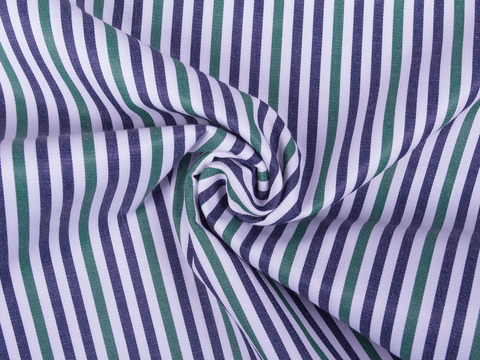 Ткань в белую синюю и зеленую полоску из полиэстера хлопка и лайкры