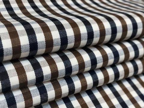 Клетка твил ВЕРИ ЗАРАНО из поликоттона - кофейный-белый