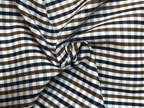 Клетка твил ВЕРИ ЗАРАНО из поликоттона - кофейный-белый