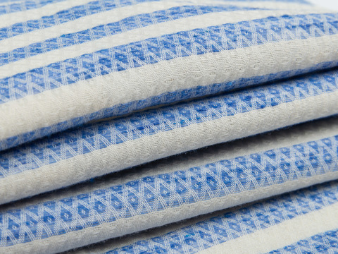 Полоска добби ХОЛЛ ОФ ФЕЙМ хлопок - синий-голубой