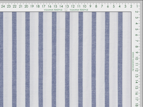 Полоска Оксфорд СТРЕЙЧ из поликоттона - бело-голубой