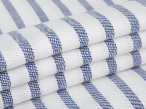 Полоска Оксфорд СТРЕЙЧ из поликоттона - бело-голубой