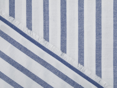 Полоска Оксфорд СТРЕЙЧ из поликоттона - бело-голубой