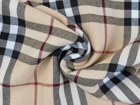 Бежевая ткань в клетку burberry из вискозы и полиэстера