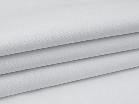 Белая однотонная ткань из хлопка полиэстера и лайкры